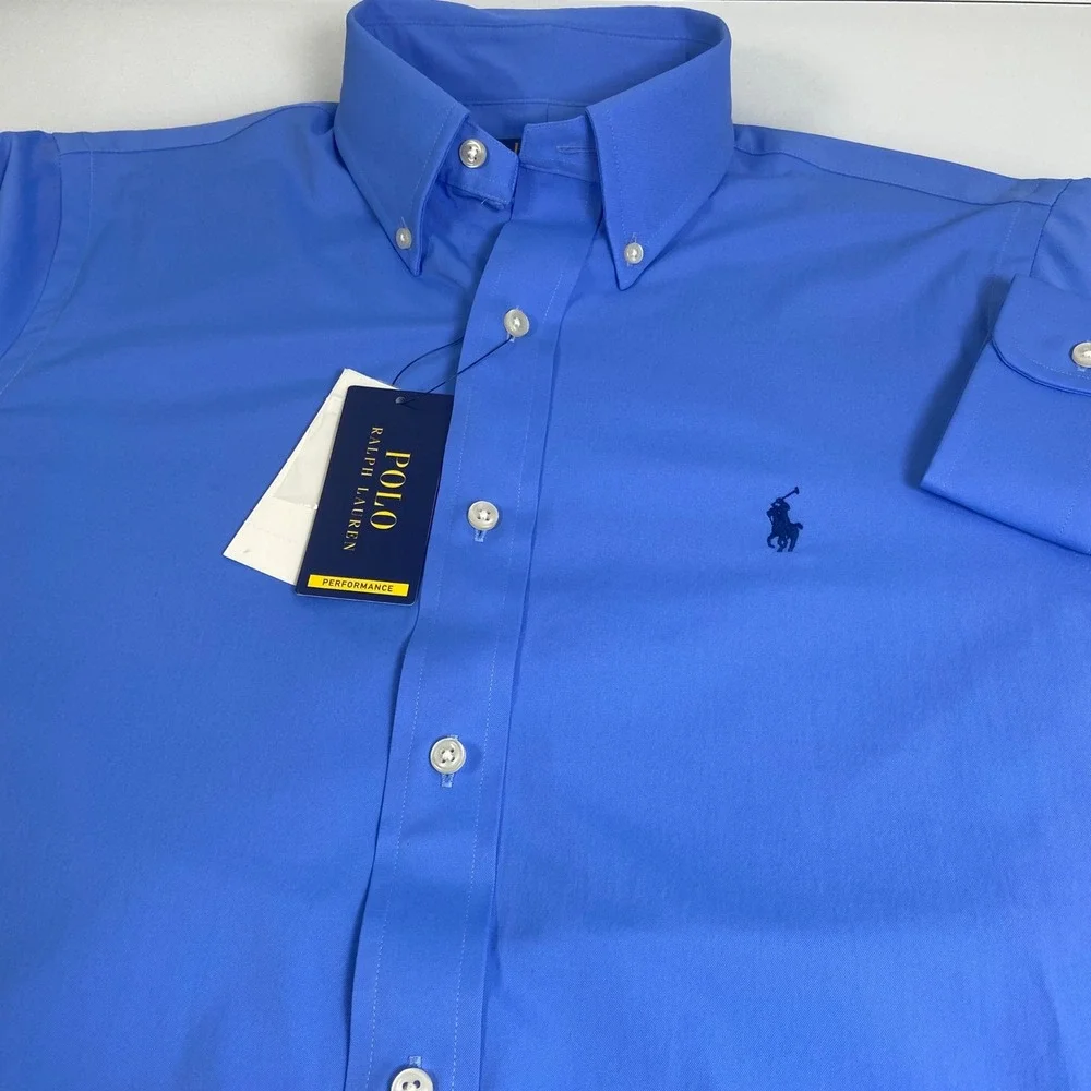 Polo Ralph Lauren Mens S Blue Performance Button Down Shirt NEW Classic Fit Logo